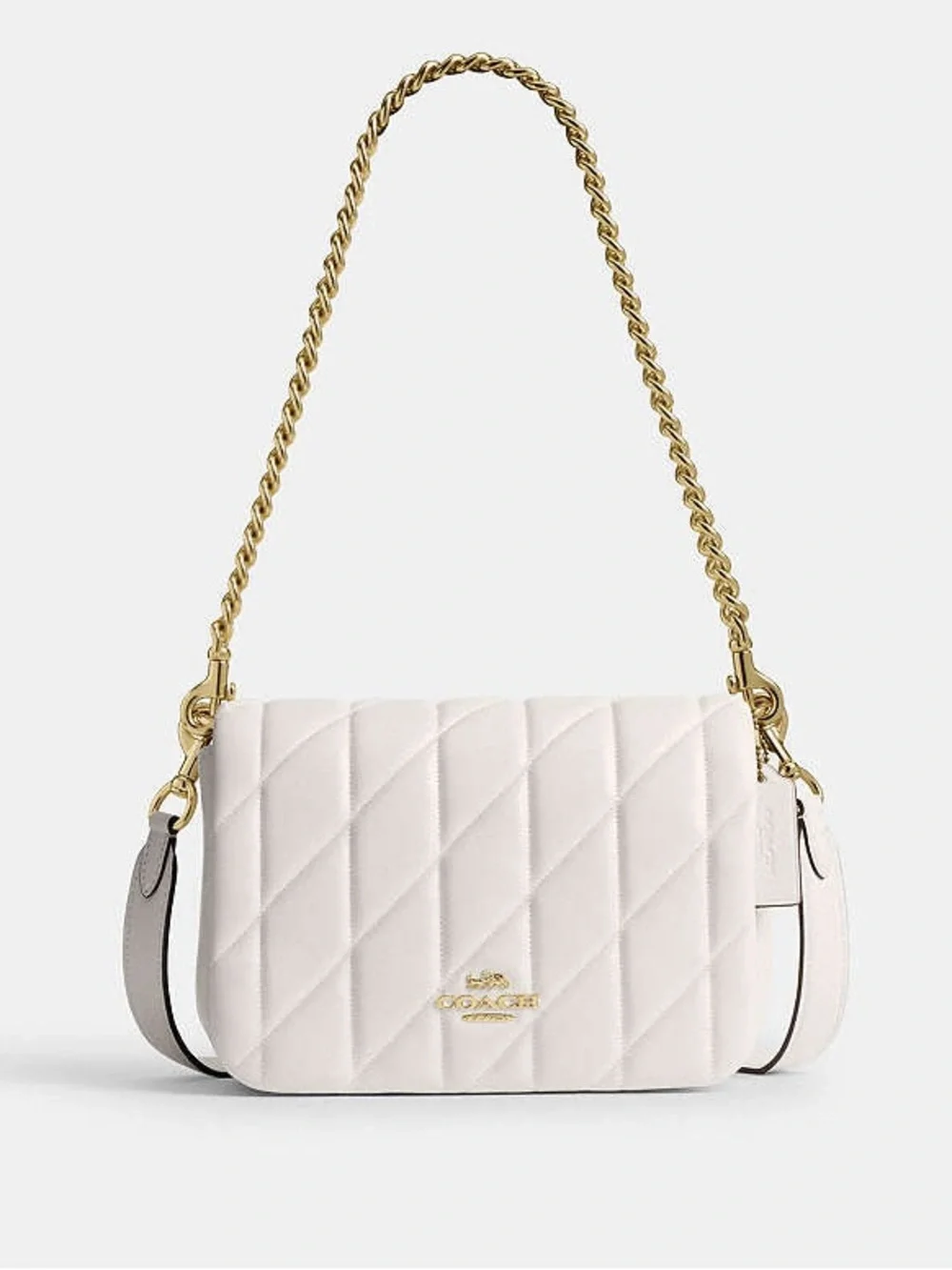 Coach Quilted Quinn Leather Crossbody Bag in Cream with Gold Hardware WITH WALLE